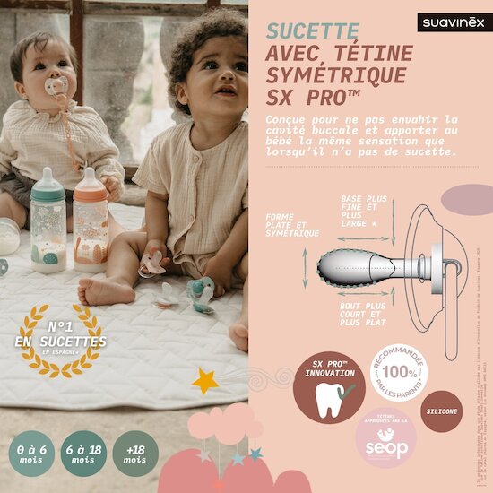Sucettes symétriques SX PRO Lot de 2   6-18 mois   de               Suavinex