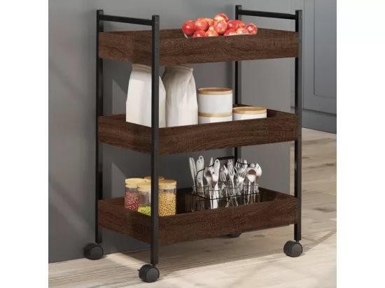 Chariot de cuisine chêne marron 50x30x70 cm bois d'ingénierie