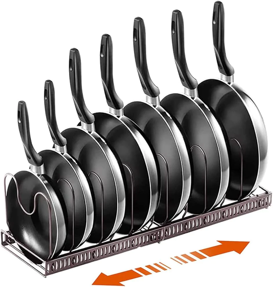 Porte Casseroles 2 en 1 avec 7 Compartiments Réglables pour Casseroles