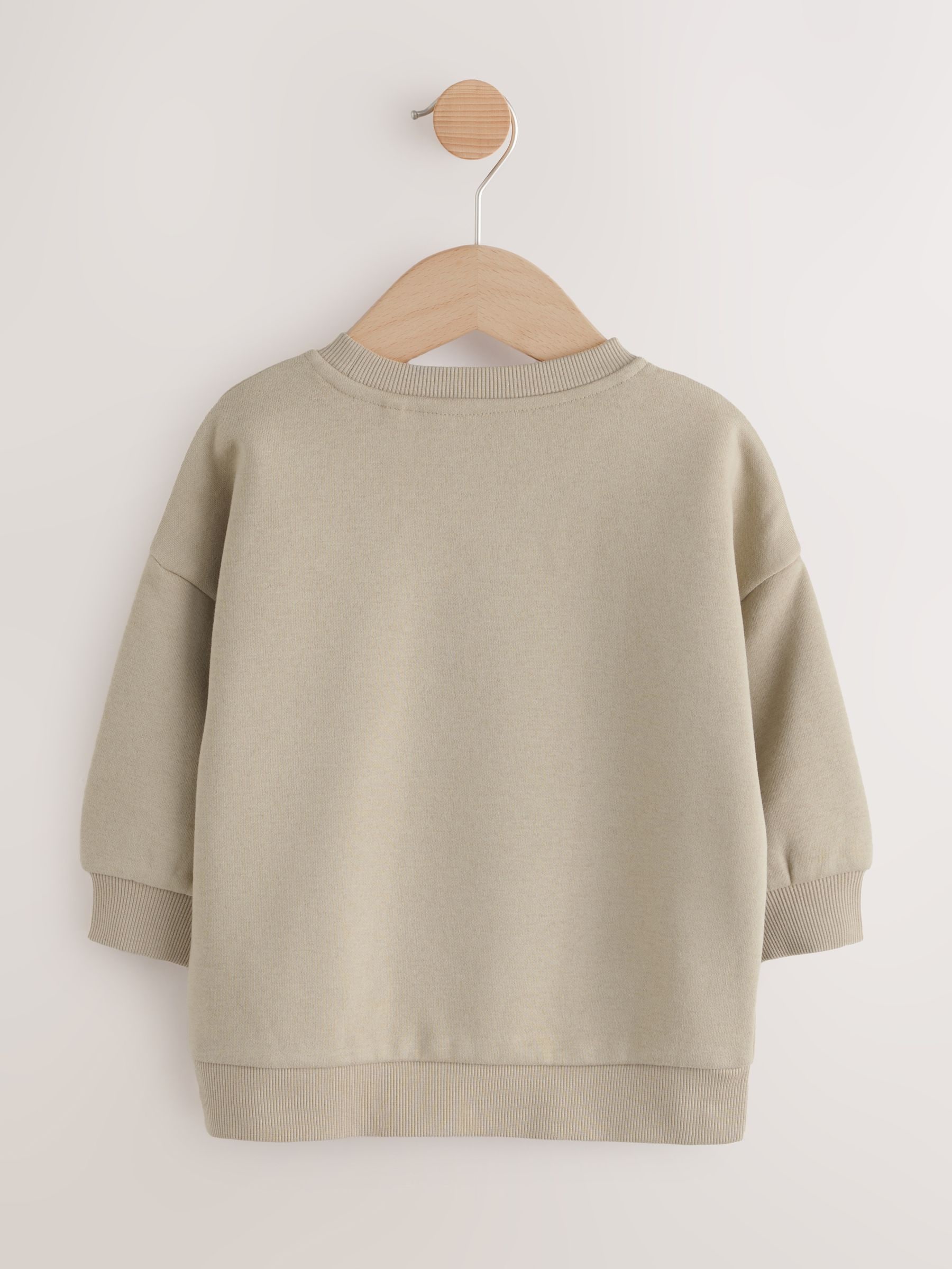 Cement - Jersey sweatshirt met ronde hals en print op de rug (3mnd -7jr)