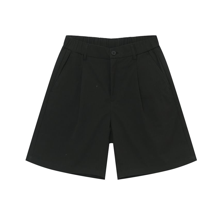 DragonRoad - Mid Rise Plain Wide Leg Shorts