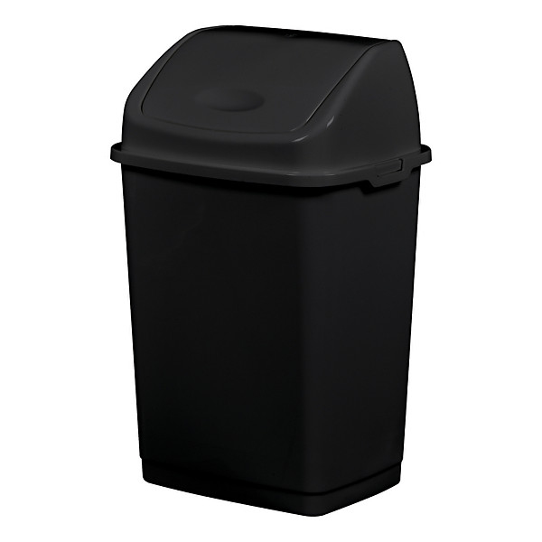 Poubelle plastique recyclé à couvercle basculant clap green - 18l - noir