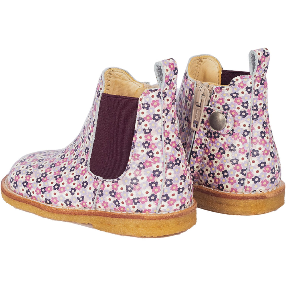 Køb Angulus Heather Flowers/Bordeaux Klassisk Chelseastøvle Med Elastik Og Lynlås