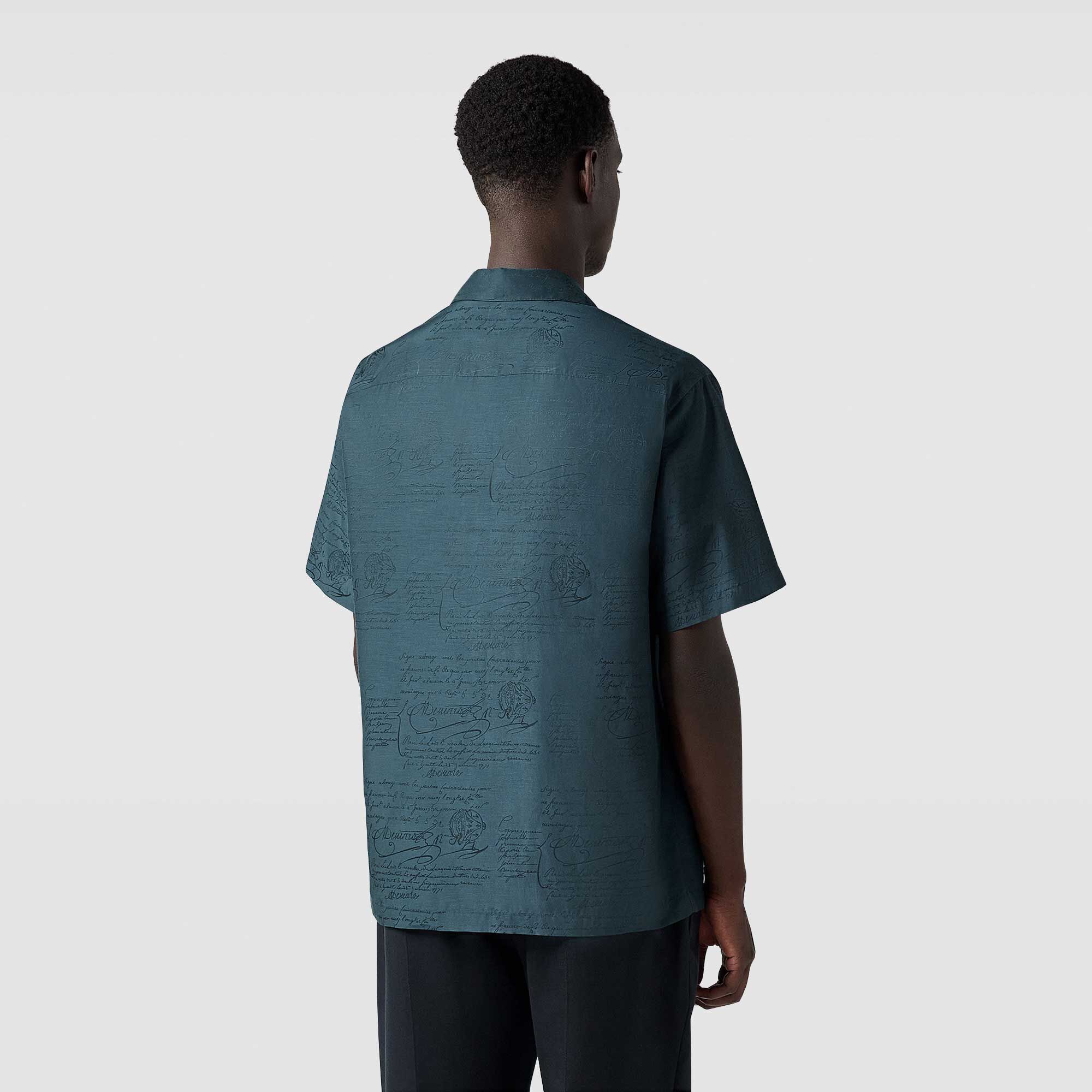 Chemise À Manches Courtes En Coton Et Soie Avec Imprime