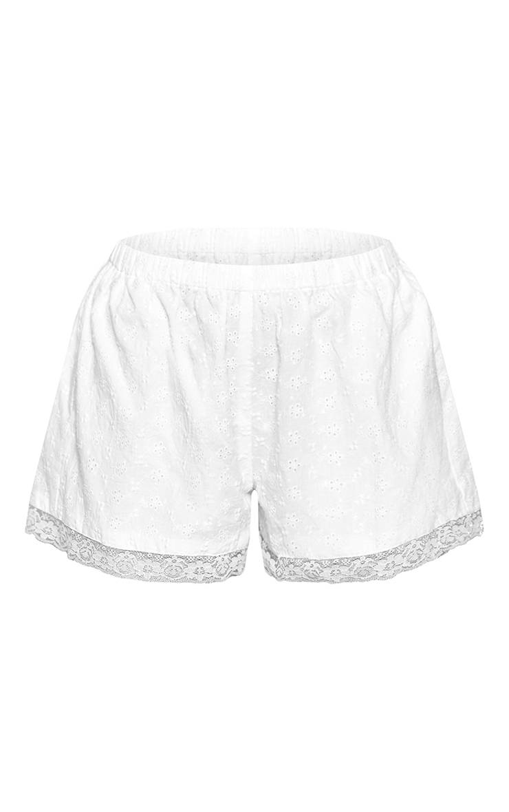 Blanc Short Fluide En Broderie Anglaise Ensemble Coordonné