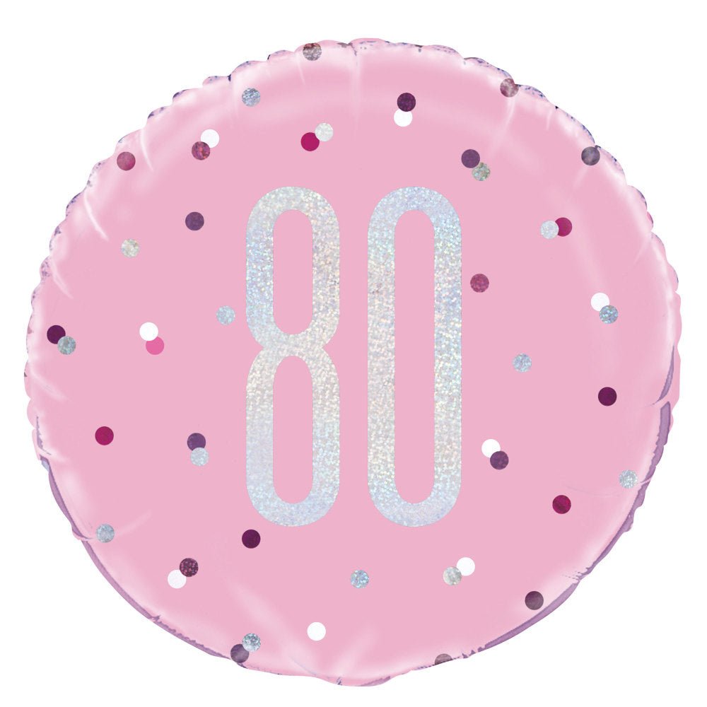 Helium Ballon 80 Jaar Roze 45cm leeg
