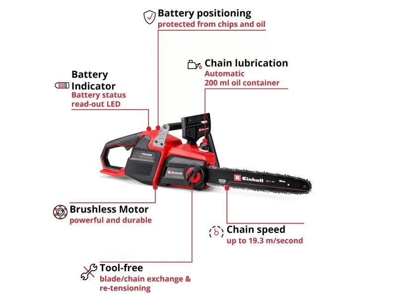 Einhell GP-LC 36/40 Li BL, 10500 rpm, Børstefri, 38 cm, 19,3 m/s, 76,2 / 8 mm (3 / 8