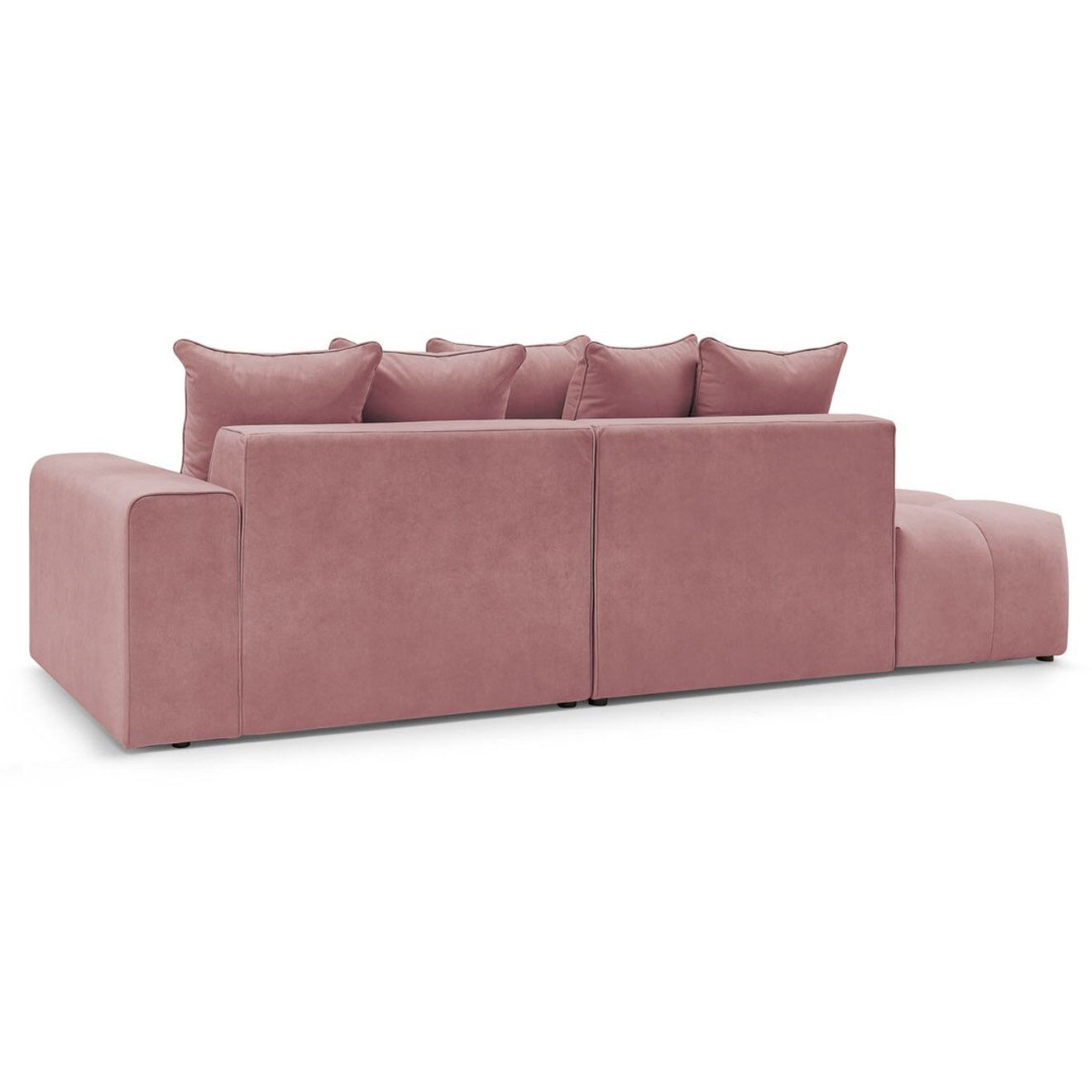Bobochic Canapé d'angle fixe mont-blanc velours angle droit rose - 313x176x97 cm