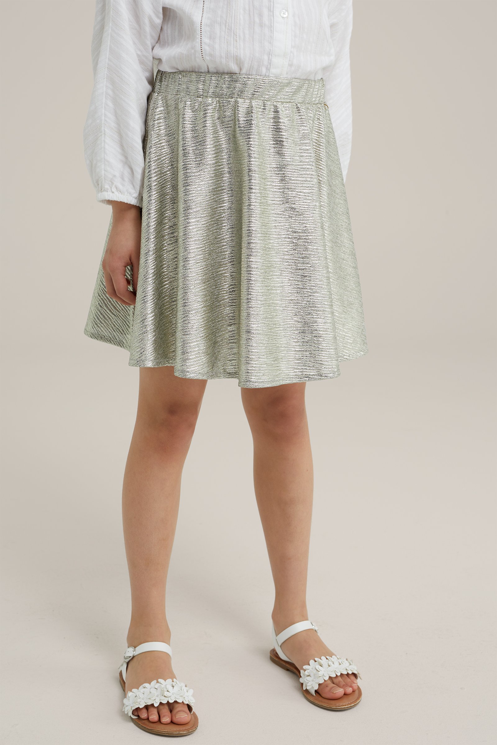 Meisjes rok met metallic look WE Fashion Goud
