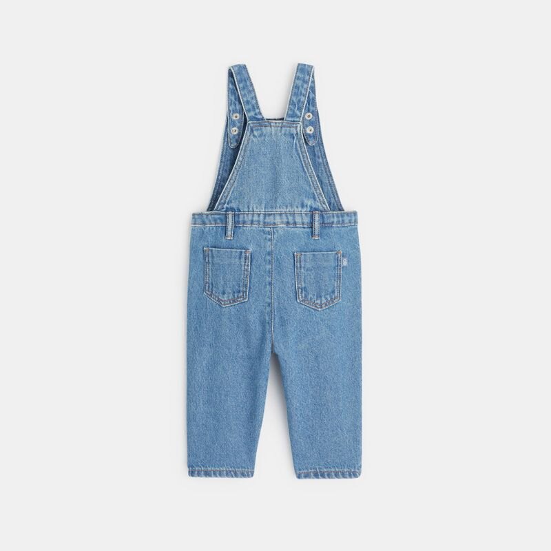 Salopette longue boyfriend denim bleue bébé fille Bleu