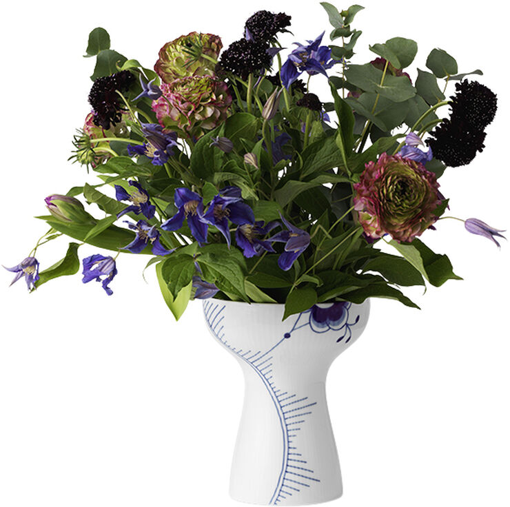Royal Copenhagen Blå Mega Riflet 19 cm Vase Hvid
