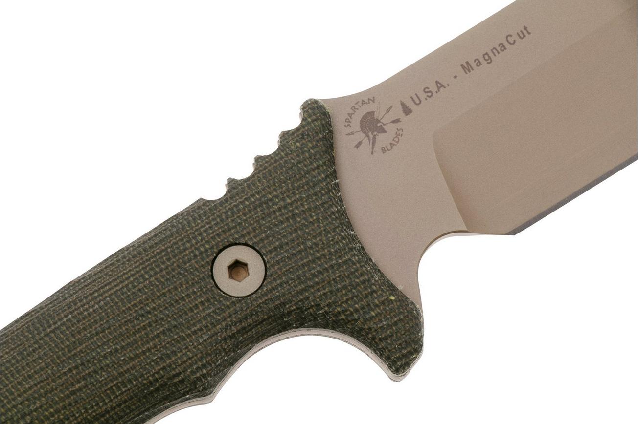 Spartan Blades Harsey Difensa SB19DEGRKYTN Flat Dark Earth, Green Micarta, survivalmes, kydex schede