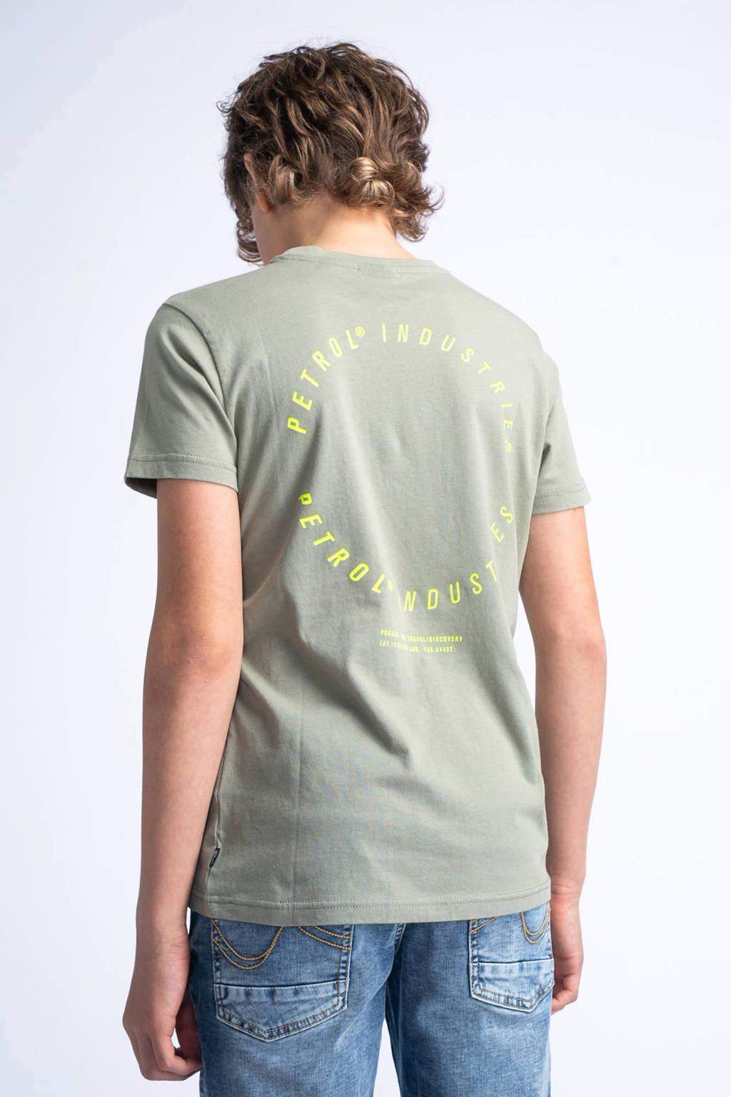 Petrol Industries T-shirt met backprint kaki