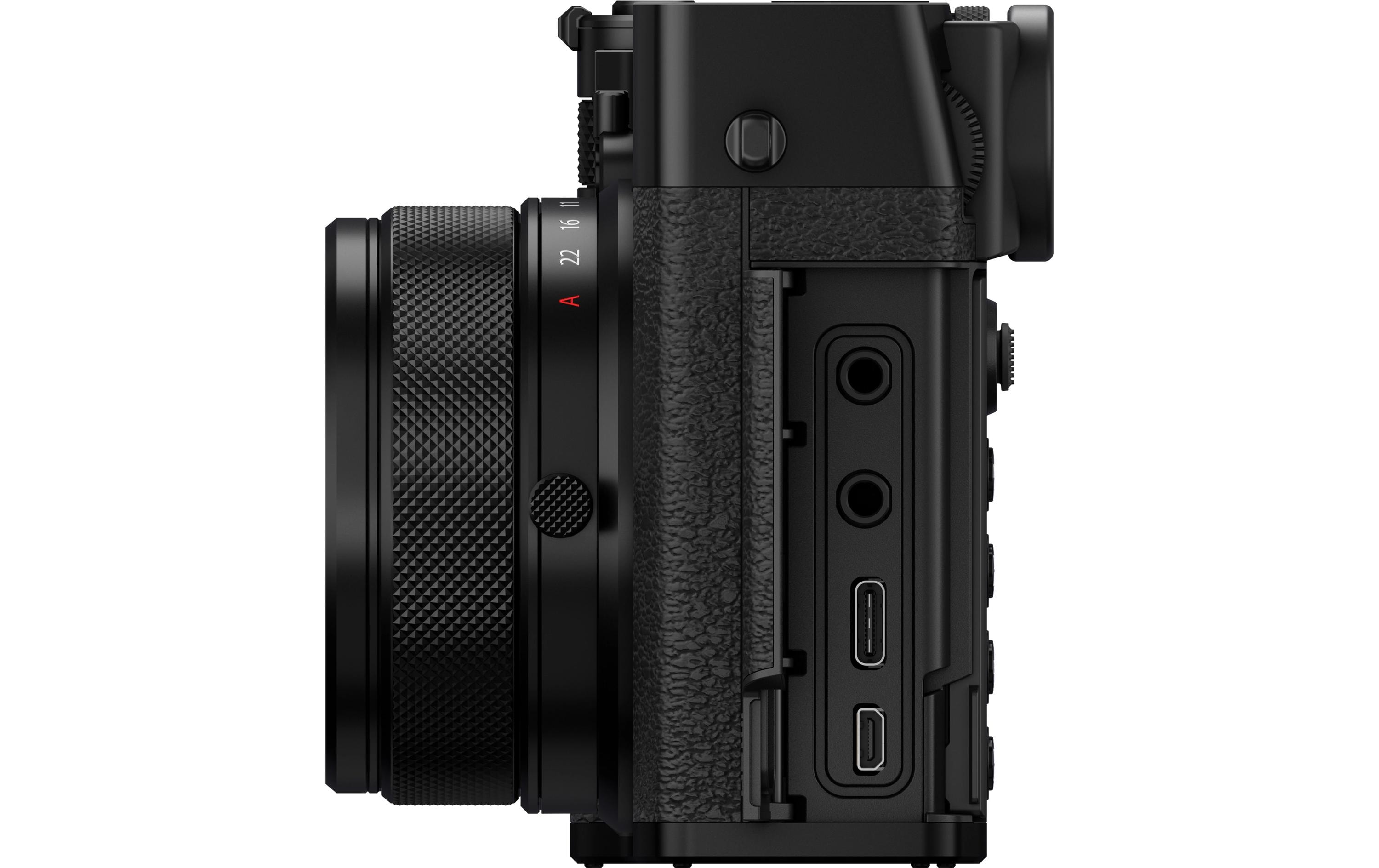 Fotokamera GFX 100RF Schwarz<br>GFX-Kamera mit fest verbautem Objektiv und bringt die Mittelformat-Bildqualität in ein ultrakompaktes Design