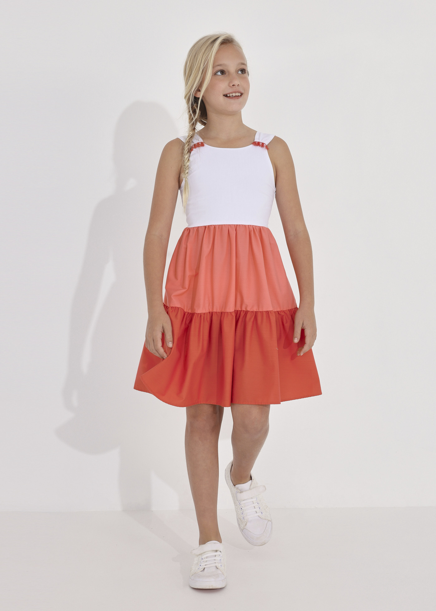 Vestido color block para menina