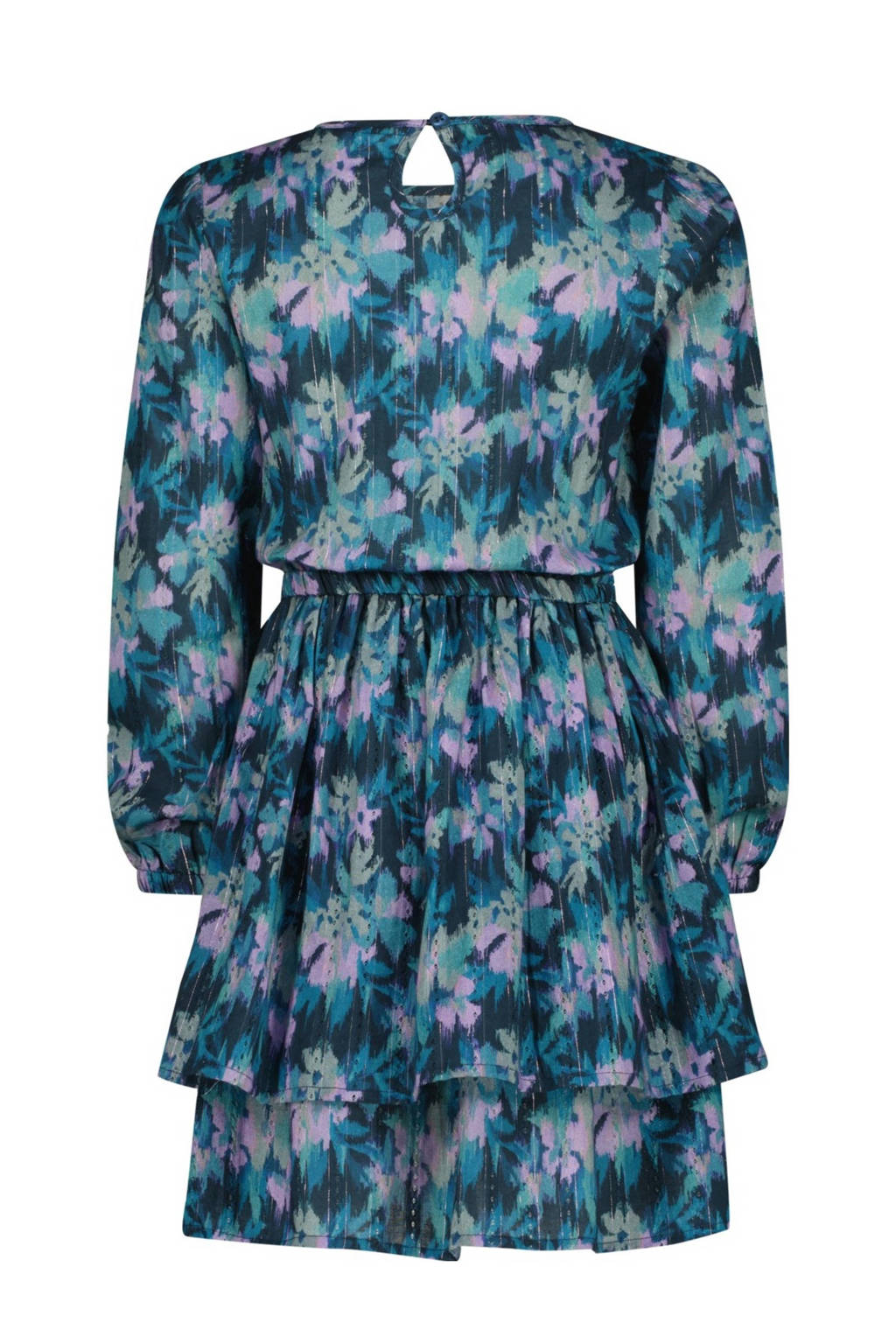Vingino gebloemde jurk Patries blauw/groen/roze