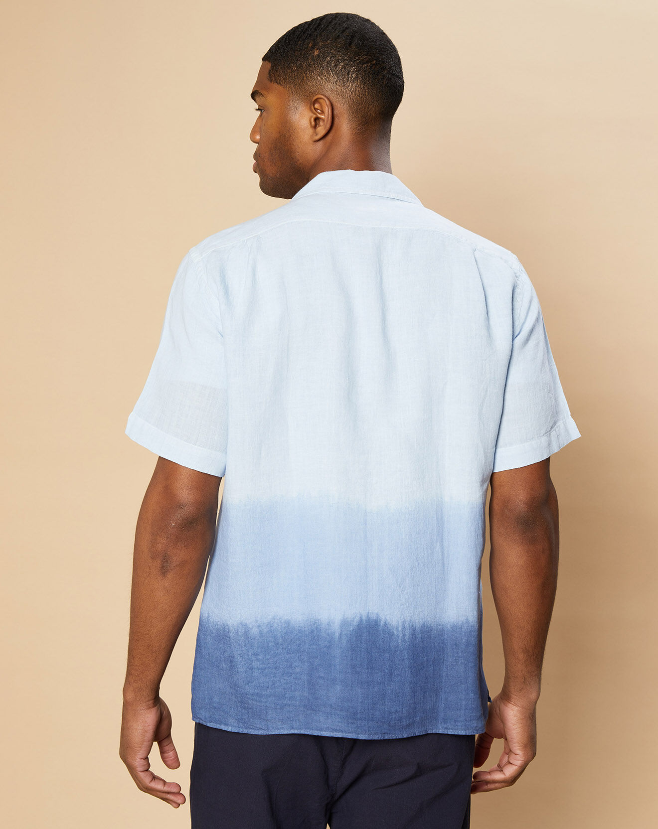 Hartford Chemise Regular 100% Lin Palm tie and dye azur/baltic bleu/denim