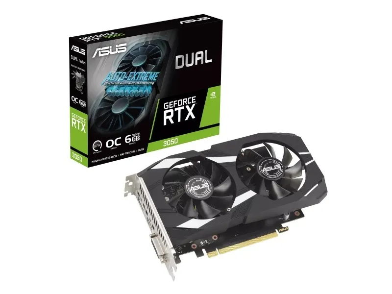 ASUS Dual GeForce RTX 3050 6GB - OC Edition - grafikkort - GF RTX 3050 - 6 GB GDDR6 - PCIe 4.0 - DVI, HDMI, DisplayPort