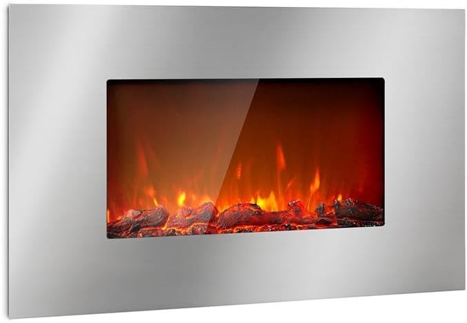 Klarstein Elektrokamin, Elektro Heizungen für Wohnzimmer & Innenräume, Elektrischer Kamin mit LED Flammen, Kamin zur Wandmontage, Heizlüfter mit Timer, Einstellbarer Thermostat, Heizung 2000 W