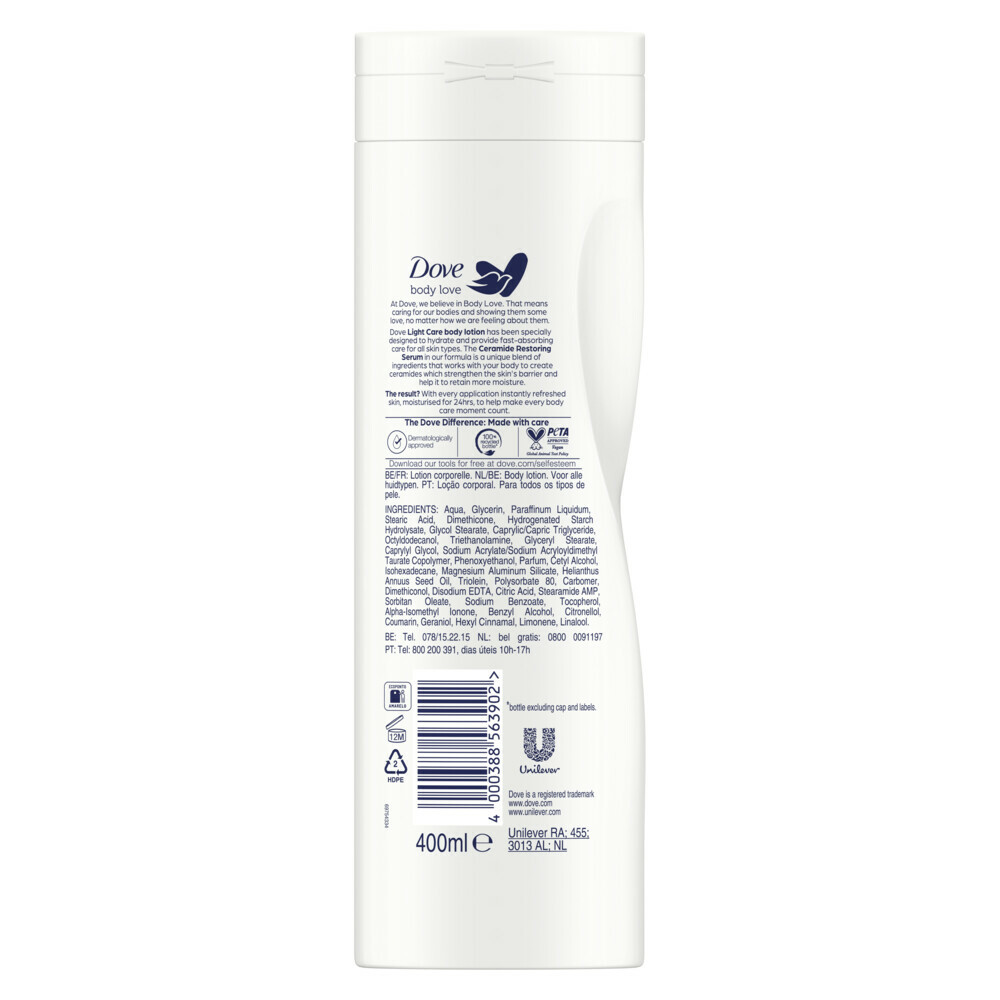 6x Dove Bodylotion Light Care400 ml