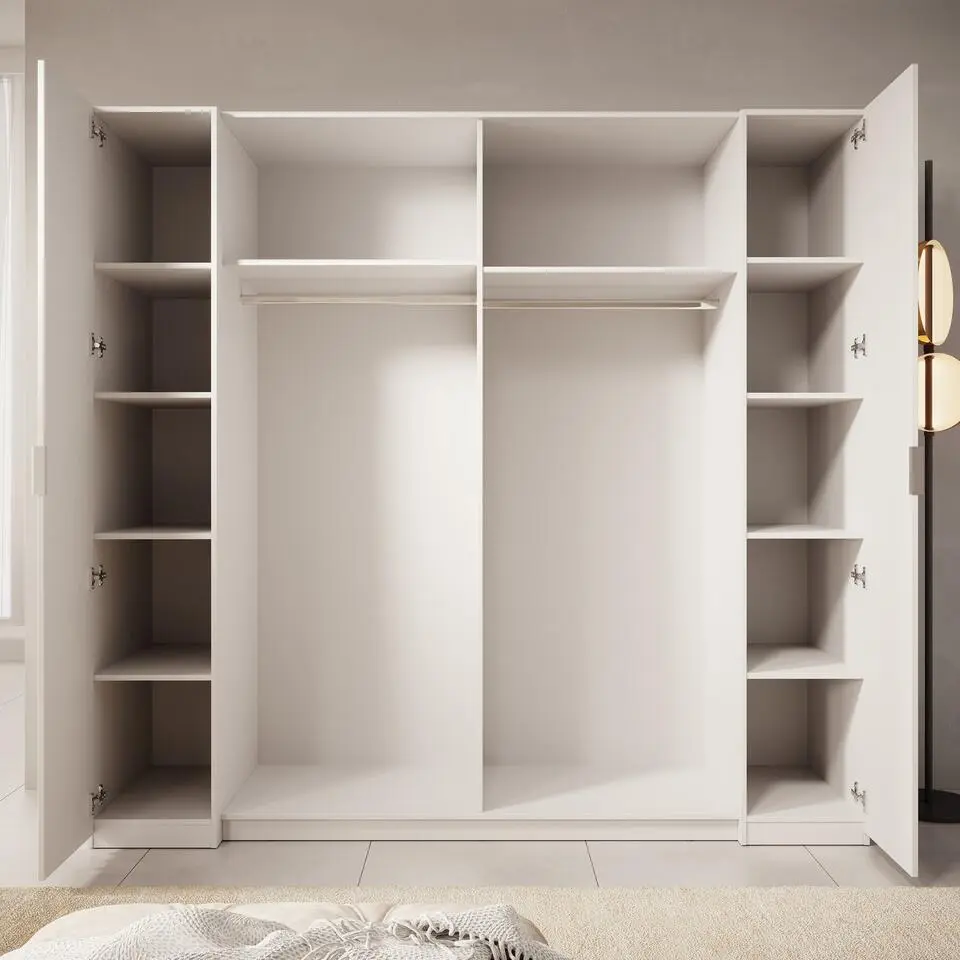 Meubella - Kledingkast Franklin - Wit - 220 cm - Met spiegel