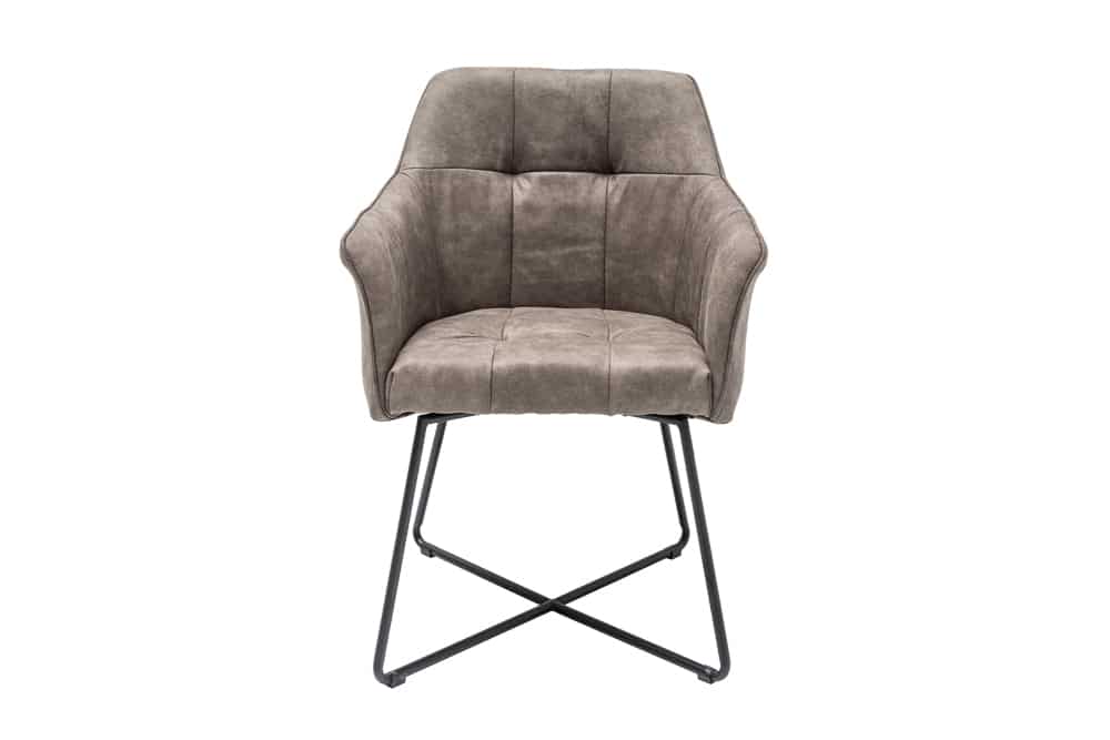 Exklusiver Design Stuhl LOFT Microfaser vintage taupe mit Armlehne