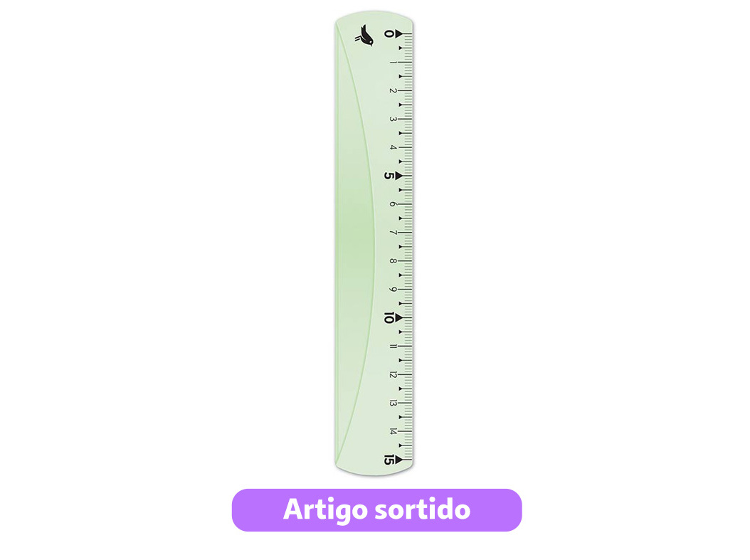 RÉGUA INQUEBRÁVEL AUCHAN 15CM CORES SORTIDAS