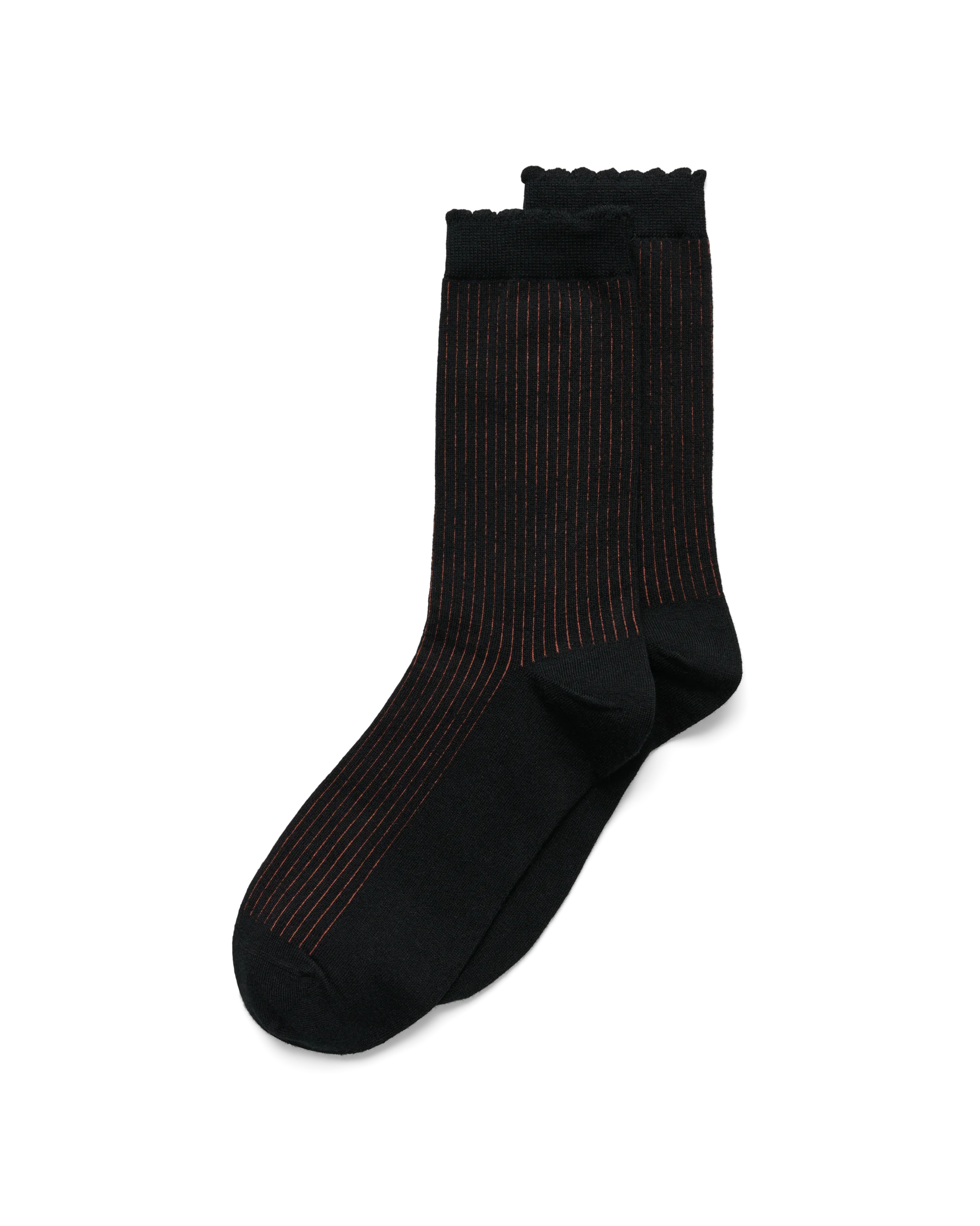 ECCO Hygge Femme Mid-Cut Damen Halbhohe gerippte Socken Schwarz