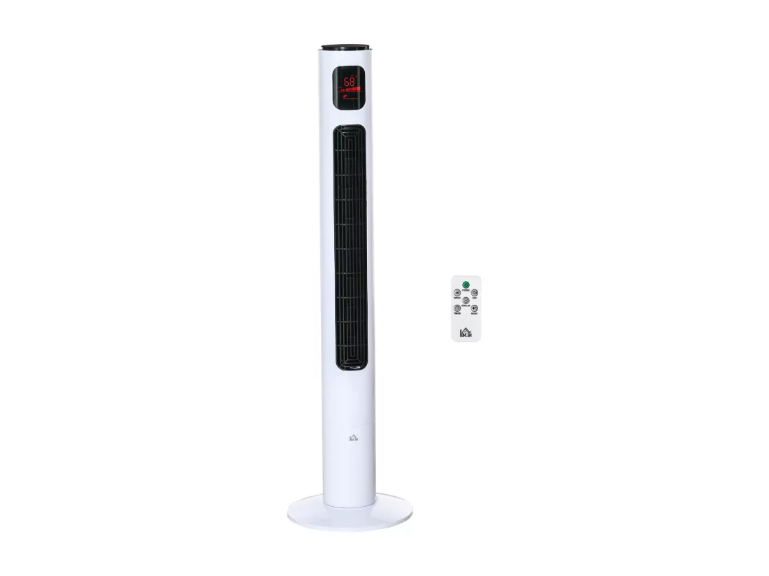 Ventilateur colonne tour oscillant 45 W silencieux télécommande timer 3 modes 3 vitesses blanc
