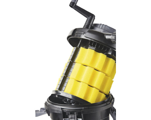 HEISSNER vijverdrukfilterset met 1500 l/u 25 W pomp, geïntegreerde 7 W UVC vijverzuiveraar, terugspoelsysteem, voor vijvers met visbestand tot 1500 l