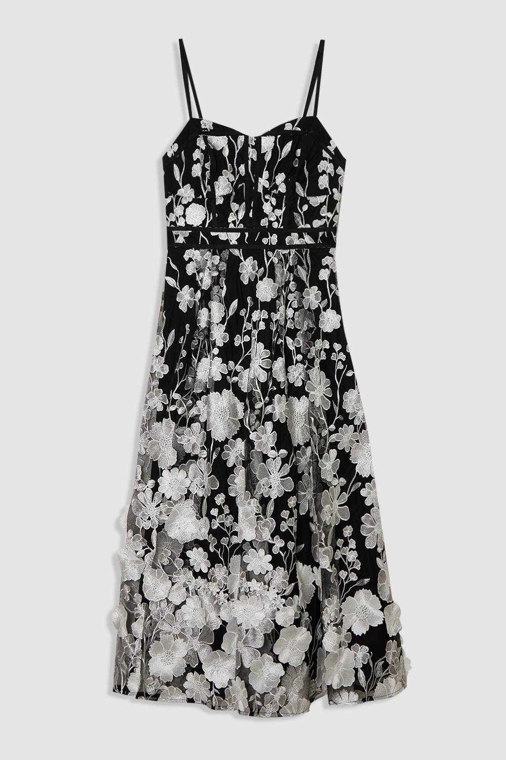 KarenMillen Robe midi tissée avec détail corset en appliques florales