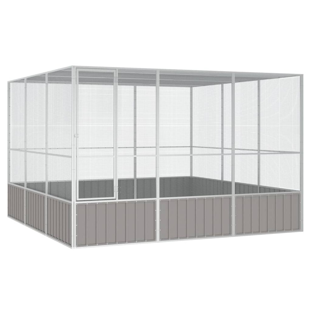 Cage à oiseaux gris 302,5x324,5x211,5 cm acier galvanisé