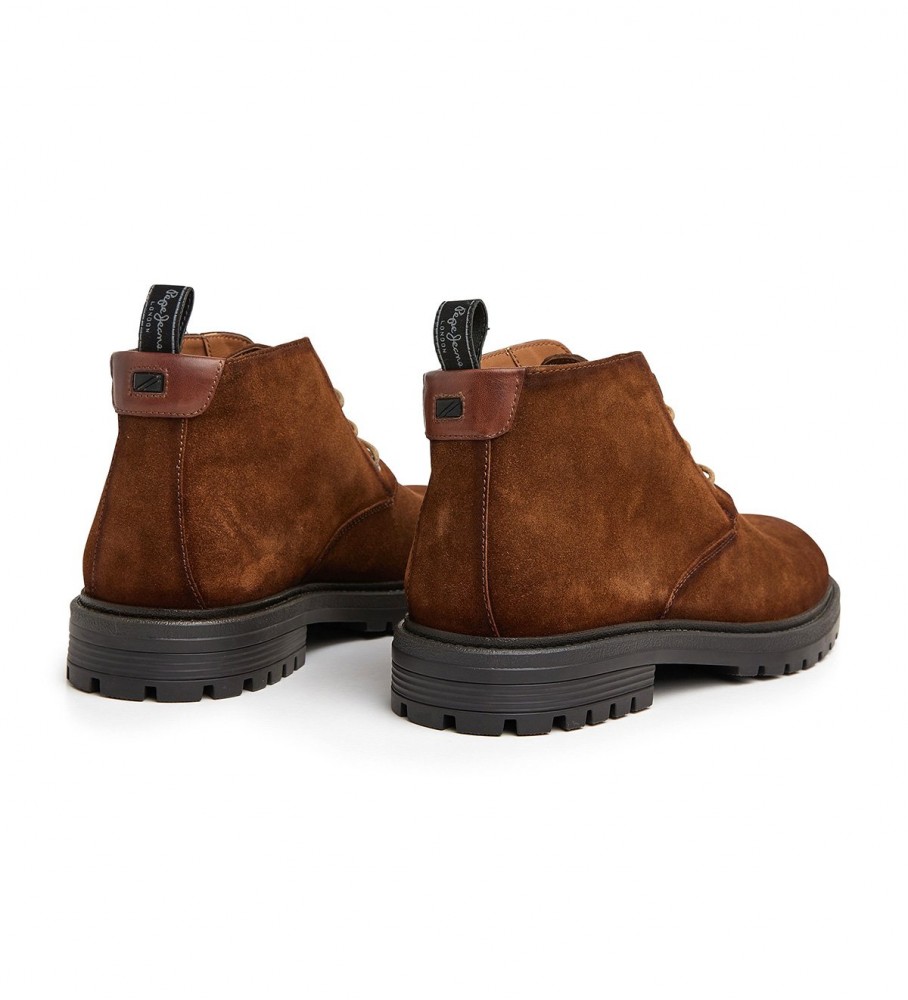 Botas de cano curto Pepe Jeans Logan em couro marrom deserto