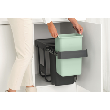 Brabantia Sort & Go Inbouw Prullenbak - 2 x 15 l - Jade Green/Dark Grey