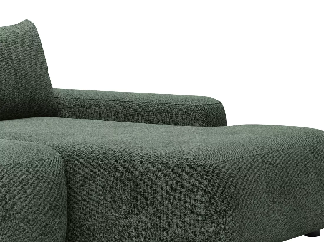 Canapé d'angle droit convertible en tissu texturé vert DAVISO