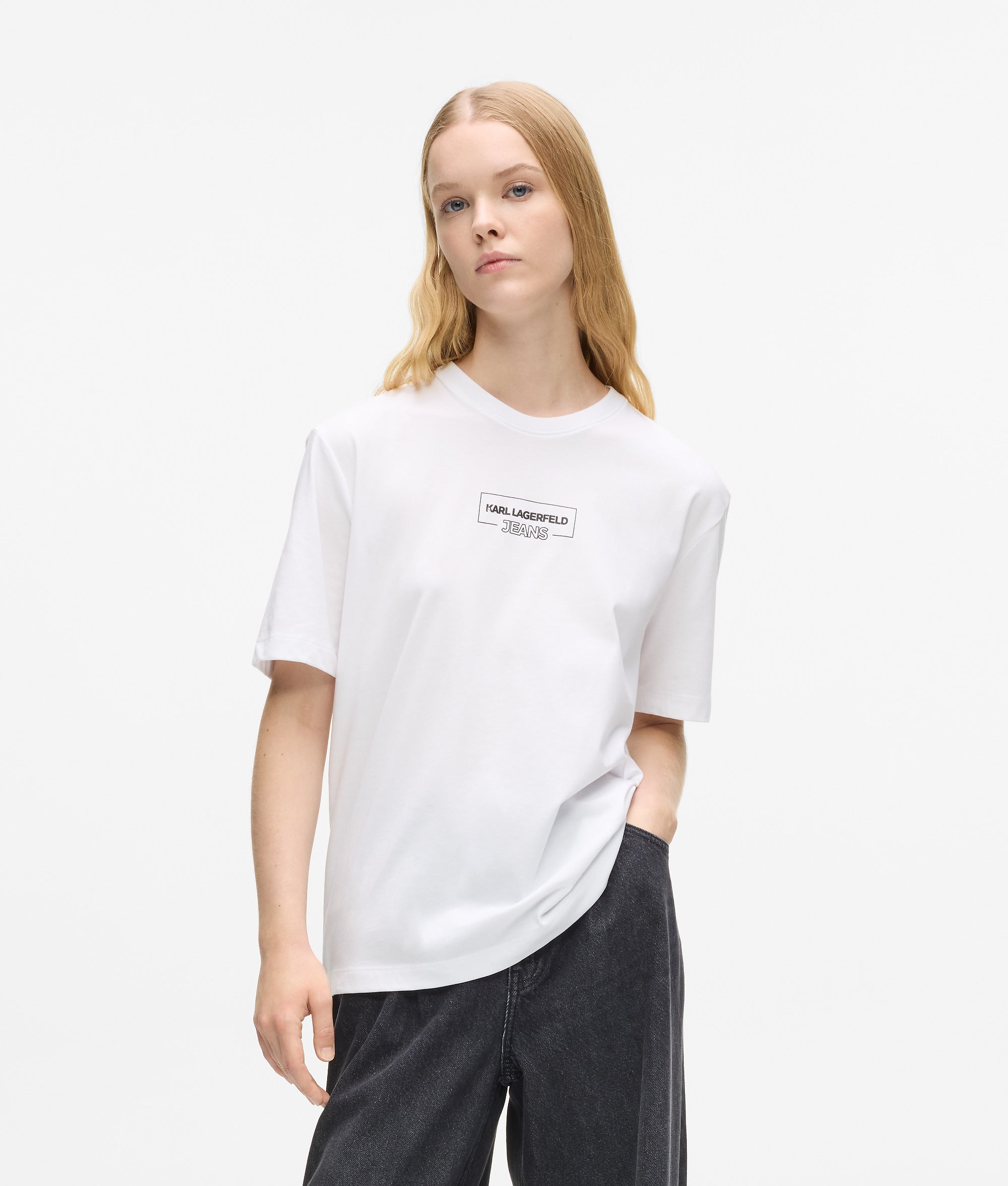 T-shirt met contourlogo