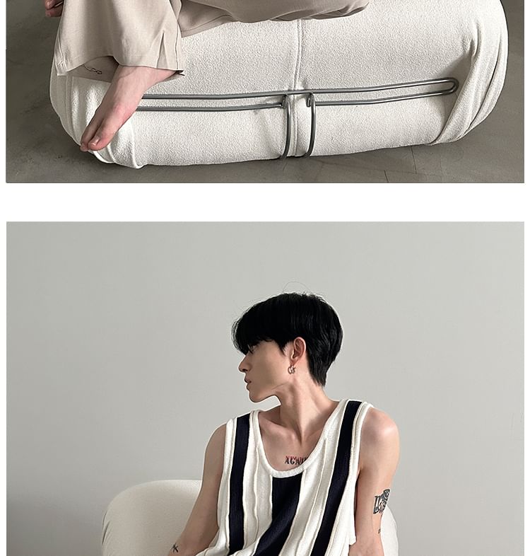 Nahagin - Gestreepte gebreide tanktop met ronde hals