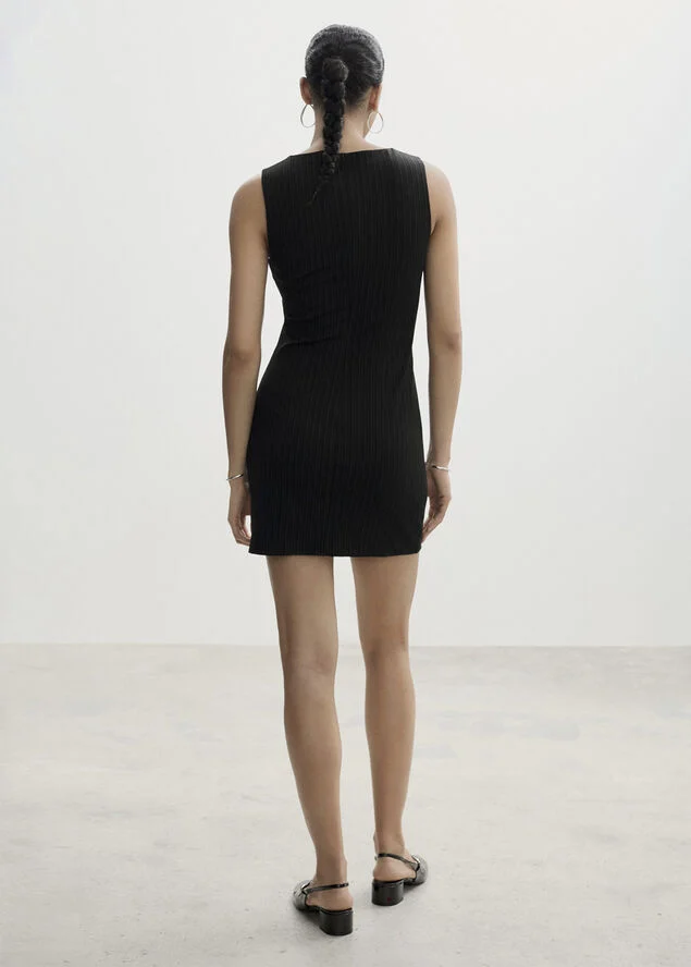 MANGO Striped short dress Black