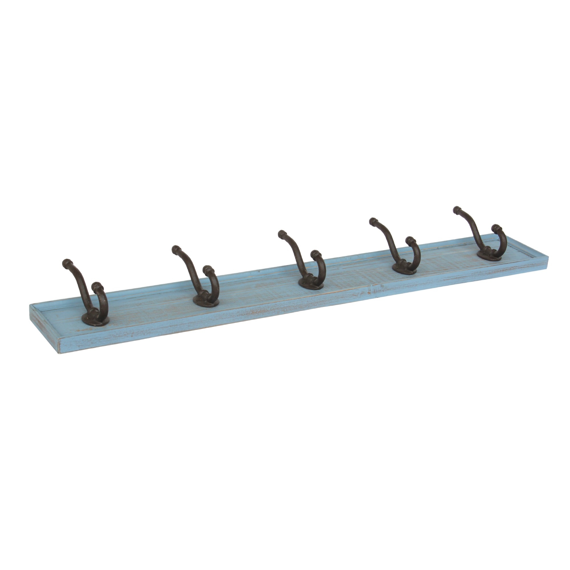 5er Hakenleiste, blau, B 90 cm, H 14 cm, T 8 cm von fischer's lagerhaus