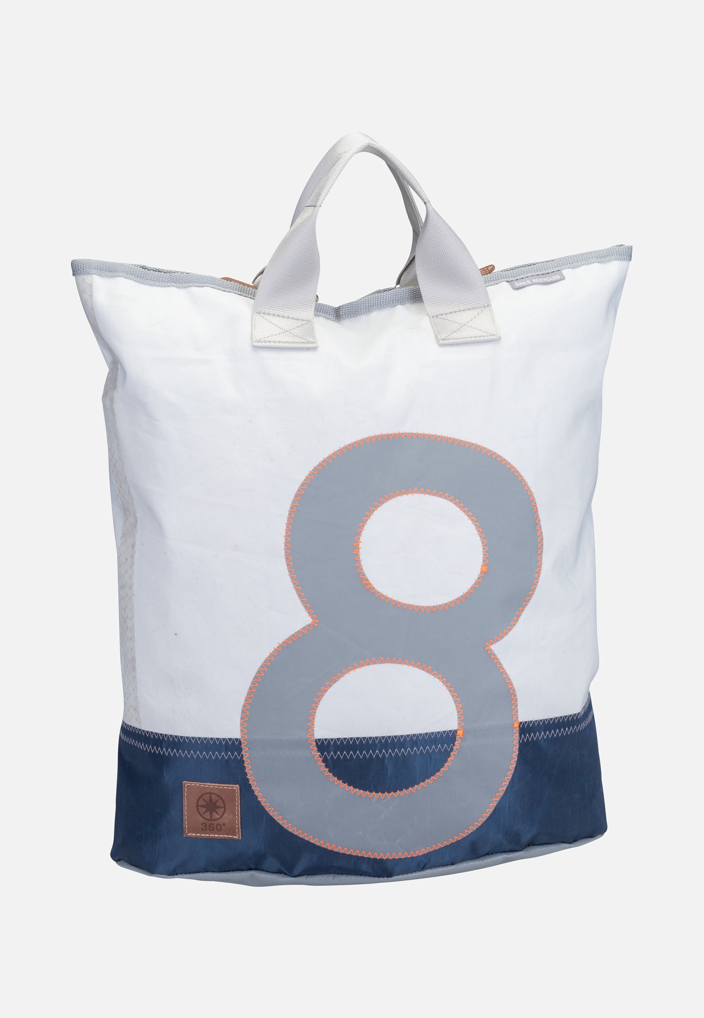 Ketsch Weiß/Balken Blau/Zahl Hellgrau - Rucksack