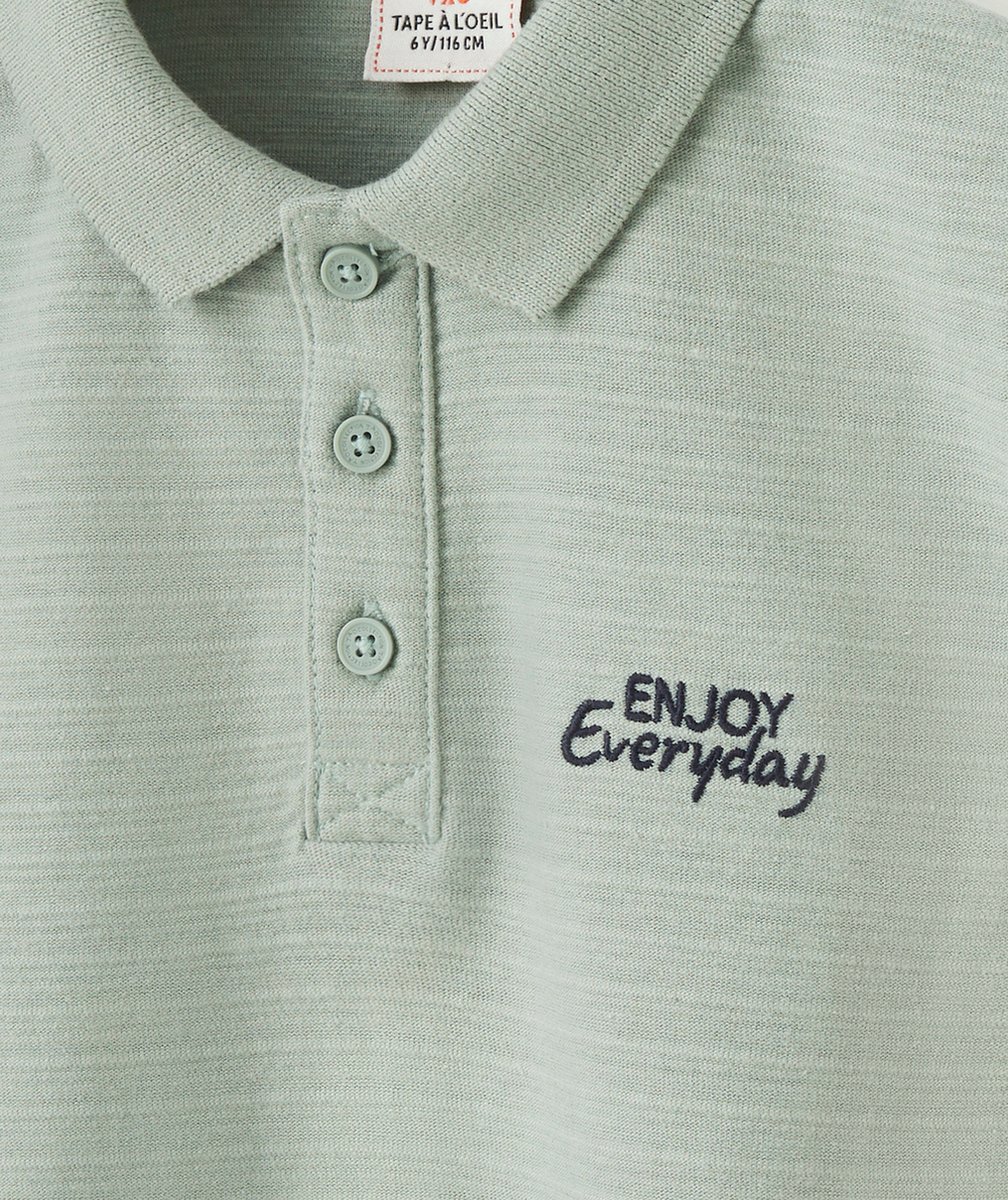 POLO MANCHES COURTES GARÇON EN COTON BIOLOGIQUE VERT