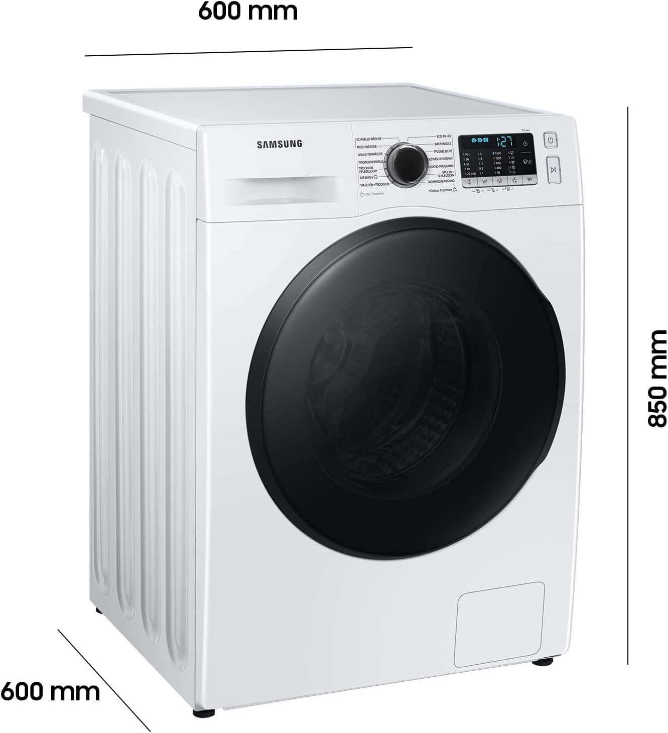 Samsung WD81TA049BE/EG Waschtrockner, 8/5 kg, 1400 U/min, Ecobubble, Air Wash, Hygiene-Dampfprogramm, Digital Inverter Motor, Weiß