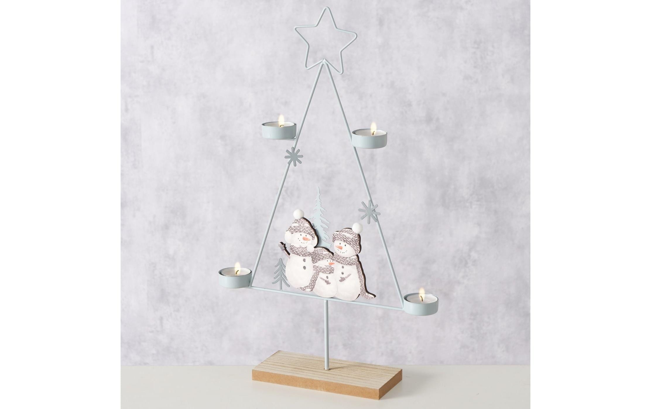 BOLTZE Dekoobjekt »Teelichthalter Frosty Holz, 31 x 49.5 cm«