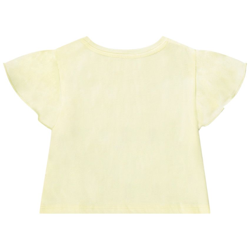 T-shirt manches courtes avec glaces en sequins magiques pour fille - Jaune