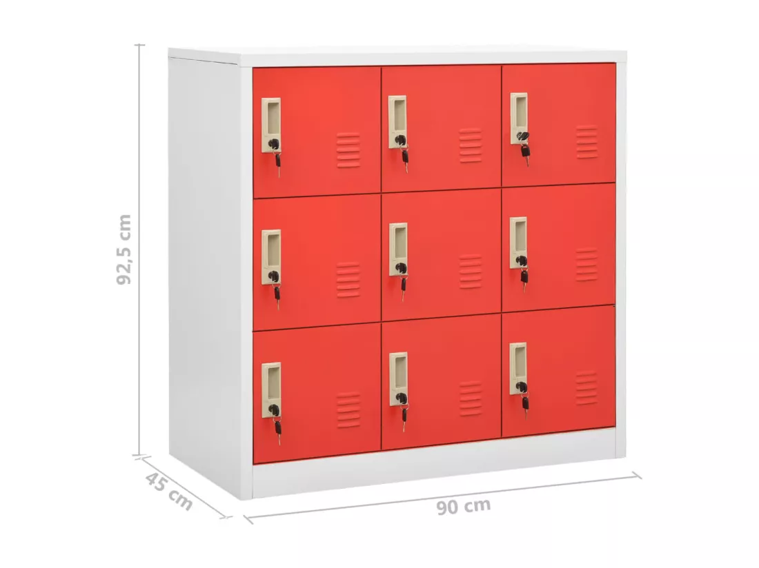 Armoires à casiers 5 pcs Gris clair et rouge 90x45x92,5cm Acier