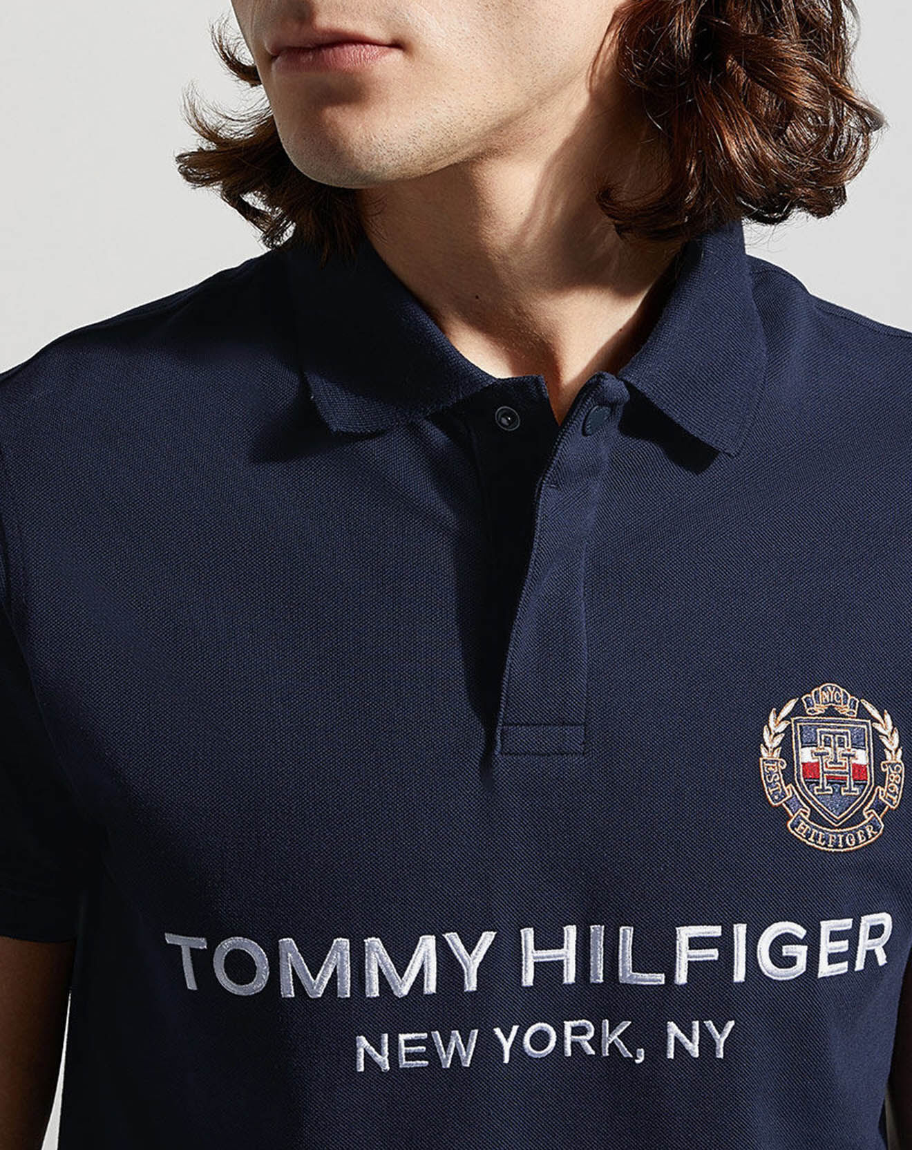Tommy Hilfiger Polo slim IconCrest logo bleu marine