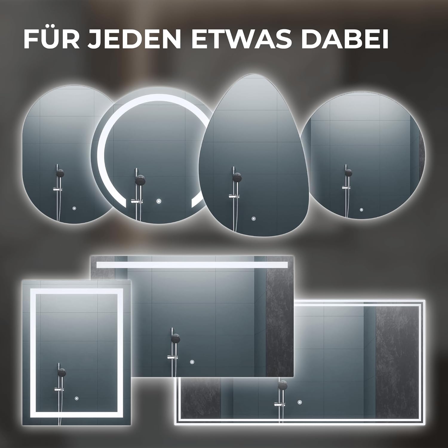 BR Bringer LED Badspiegel - 70x50 cm - Badezimmerspiegel mit Beleuchtung und Anti-Beschlag Funktion - Dimmbar, Energiesparend, 3 Lichtfarben, Touch-Schalter und Speicherfunktion (Modell: BRS106)