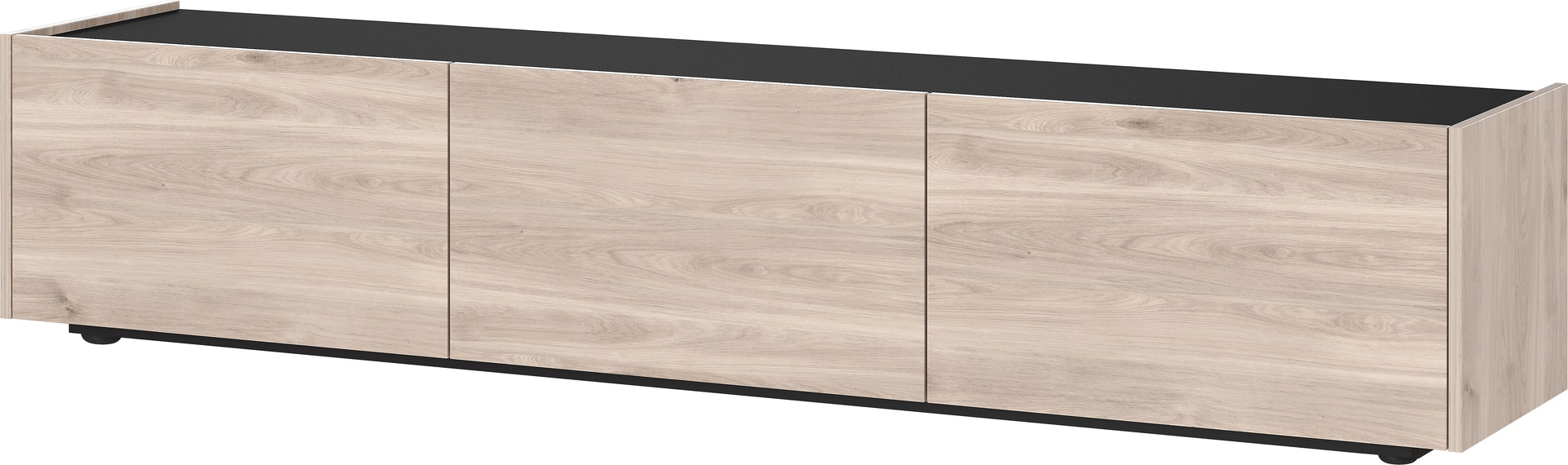 Lowboard EMMA 184 x 48 cm Castello-Eiche-Dekor beige/schwarz