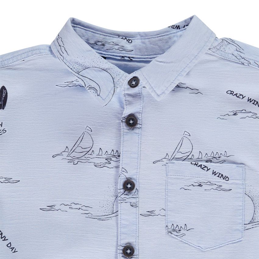 Chemise manches courtes imprimé fantaisie marin pour garçon - Bleu