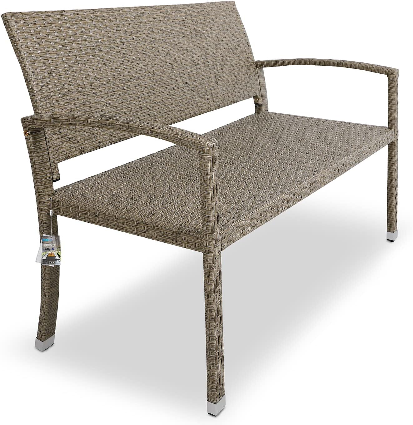 Casaria® Gartenbank Sitzbank Wetterfest Kunststoff 320kg Belastbarkeit Rückenlehne 122x58cm Garten Balkon Terrasse Bank Ergonomisch Polyrattan Creme